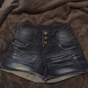 High Waisted Blue Denim Shorts